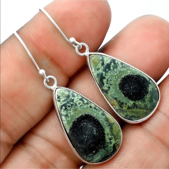 Star galaxy Jasper sterling silver earrings - Picture 3 of 5